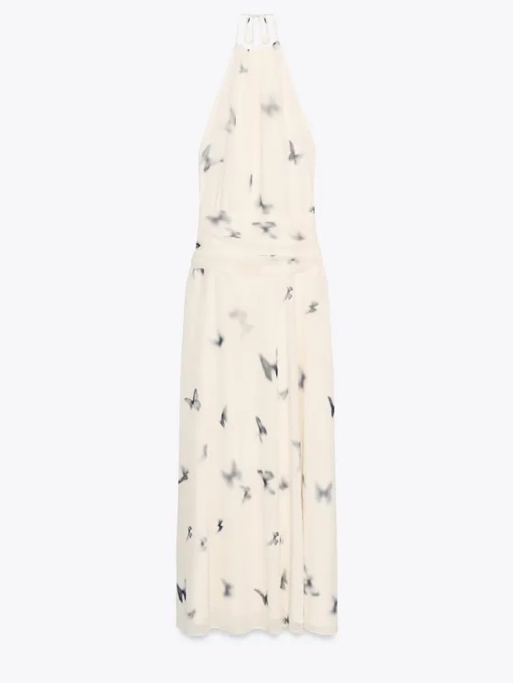 Zara Cream Open-back Halter Maxi Dress with Butterfly Print. M NWT - Picture 4 of 14